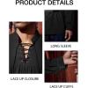 Runcati Mens Medieval Pirate Shirt Steampunk Viking Renaissance Long Sleeve Lace Up Scottish Halloween Costume Tops(Black)