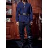 Runcati Mens Medieval Pirate Shirt Steampunk Viking Renaissance Long Sleeve Lace Up Scottish Halloween Costume Tops(Navy)