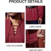 Runcati Mens Medieval Pirate Shirt Steampunk Viking Renaissance Long Sleeve Lace Up Scottish Halloween Costume Tops(Red)