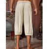 Runcati Mens Medieval Pirate Shorts Renaissance Colonial Viking Lace Up Halloween Costume Pants(Beige)