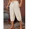 Runcati Mens Medieval Pirate Shorts Renaissance Colonial Viking Lace Up Halloween Costume Pants(Beige)