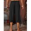 Runcati Mens Medieval Pirate Shorts Renaissance Colonial Viking Lace Up Halloween Costume Pants(Black)