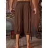 Runcati Mens Medieval Pirate Shorts Renaissance Colonial Viking Lace Up Halloween Costume Pants(Brown)