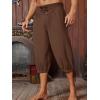 Runcati Mens Medieval Pirate Shorts Renaissance Colonial Viking Lace Up Halloween Costume Pants(Brown)