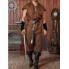 Runcati Mens Medieval Pirate Shorts Renaissance Colonial Viking Lace Up Halloween Costume Pants(Brown)