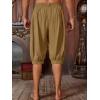 Runcati Mens Medieval Pirate Shorts Renaissance Viking Colonial Linen Halloween Costume Pants(Brown)