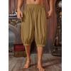 Runcati Mens Medieval Pirate Shorts Renaissance Viking Colonial Linen Halloween Costume Pants(Brown)