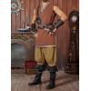 Runcati Mens Medieval Pirate Shorts Renaissance Viking Colonial Linen Halloween Costume Pants(Brown)