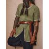 Runcati Mens Medieval Pirate Tunic Renaissance Viking Knight Costume Linen Short Sleeve LARP Halloween Tops(Army Green)