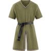 Runcati Mens Medieval Pirate Tunic Renaissance Viking Knight Costume Linen Short Sleeve LARP Halloween Tops(Army Green)