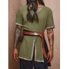 Runcati Mens Medieval Pirate Tunic Renaissance Viking Knight Costume Linen Short Sleeve LARP Halloween Tops(Army Green)