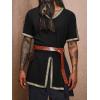 Runcati Mens Medieval Pirate Tunic Renaissance Viking Knight Costume Linen Short Sleeve LARP Halloween Tops(Black)