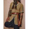Runcati Mens Medieval Pirate Tunic Renaissance Viking Knight Costume Linen Short Sleeve LARP Halloween Tops(Brown)