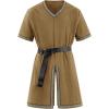 Runcati Mens Medieval Pirate Tunic Renaissance Viking Knight Costume Linen Short Sleeve LARP Halloween Tops(Brown)