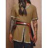 Runcati Mens Medieval Pirate Tunic Renaissance Viking Knight Costume Linen Short Sleeve LARP Halloween Tops(Brown)