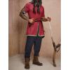 Runcati Mens Medieval Pirate Tunic Renaissance Viking Knight Costume Linen Short Sleeve LARP Halloween Tops(Burgundy)