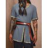 Runcati Mens Medieval Pirate Tunic Renaissance Viking Knight Costume Linen Short Sleeve LARP Halloween Tops(Grey)