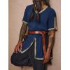Runcati Mens Medieval Pirate Tunic Renaissance Viking Knight Costume Linen Short Sleeve LARP Halloween Tops(Navy)