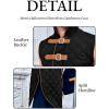 Runcati Men’s Padded Gambeson Vest Sleeveless Aketon Armor Medieval Knight Surcoat Halloween LARP Costume Dress(Black)