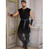 Runcati Mens Pirate Costume Tunic Renaissance Medieval Knight Warrior Sleeveless Lace Up Shirts Viking LARP Halloween Tabard(Black)