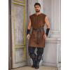 Runcati Mens Pirate Costume Tunic Renaissance Medieval Knight Warrior Sleeveless Lace Up Shirts Viking LARP Halloween Tabard(Brown)