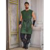 Runcati Mens Pirate Costume Tunic Renaissance Medieval Knight Warrior Sleeveless Lace Up Shirts Viking LARP Halloween Tabard(Dark Green)