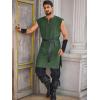 Runcati Mens Pirate Costume Tunic Renaissance Medieval Knight Warrior Sleeveless Lace Up Shirts Viking LARP Halloween Tabard(Dark Green)