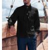 Runcati Mens Pirate Medieval Shirts Ruffle Steampunk Victorian Cosplay Costume Gothic Renaissance Shirt Viking Tops(Black)