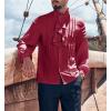 Runcati Mens Pirate Medieval Shirts Ruffle Steampunk Victorian Cosplay Costume Gothic Renaissance Shirt Viking Tops(Red)