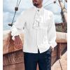 Runcati Mens Pirate Medieval Shirts Ruffle Steampunk Victorian Cosplay Costume Gothic Renaissance Shirt Viking Tops(White)