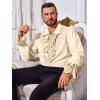 Runcati Mens Pirate Shirt Ruffle Renaissance Victorian Vampire Poet Shirts Steampunk Gothic Medieval Lace Costume(Beige)