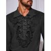 Runcati Mens Pirate Shirt Ruffle Renaissance Victorian Vampire Poet Shirts Steampunk Gothic Medieval Lace Costume(Black)
