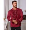 Runcati Mens Pirate Shirt Ruffle Renaissance Victorian Vampire Poet Shirts Steampunk Gothic Medieval Lace Costume(Red)