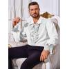 Runcati Mens Pirate Shirt Ruffle Renaissance Victorian Vampire Poet Shirts Steampunk Gothic Medieval Lace Costume(White)