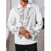 Runcati Mens Pirate Shirt Ruffle Renaissance Victorian Vampire Poet Shirts Steampunk Gothic Medieval Lace Costume(White)