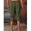 Runcati Mens Pirate Shorts Medieval Renaissance Banded Pants Viking Navigator Halloween Costume(Army Green)