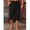 Runcati Mens Pirate Shorts Medieval Renaissance Banded Pants Viking Navigator Halloween Costume(Black)