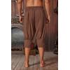 Runcati Mens Pirate Shorts Medieval Renaissance Banded Pants Viking Navigator Halloween Costume(Coffee)