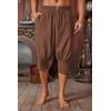 Runcati Mens Pirate Shorts Medieval Renaissance Banded Pants Viking Navigator Halloween Costume(Coffee)
