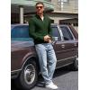 Runcati Mens Quarter Zip Pullover Sweaters Mock Neck Slim Fit Lightweight Pullover Waffle Knit Casual Polo Sweater(Army Green)