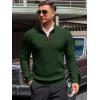 Runcati Mens Quarter Zip Pullover Sweaters Mock Neck Slim Fit Lightweight Pullover Waffle Knit Casual Polo Sweater(Army Green)
