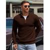 Runcati Mens Quarter Zip Pullover Sweaters Mock Neck Slim Fit Lightweight Pullover Waffle Knit Casual Polo Sweater(Coffee)