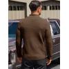 Runcati Mens Quarter Zip Pullover Sweaters Mock Neck Slim Fit Lightweight Pullover Waffle Knit Casual Polo Sweater(Dark Brown)