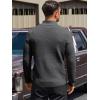 Runcati Mens Quarter Zip Pullover Sweaters Mock Neck Slim Fit Lightweight Pullover Waffle Knit Casual Polo Sweater(Dark Grey)