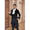Runcati Mens Steampunk Victorian Jacket Gothic Tailcoat Costume Vintage Tuxedo Viking Renaissance Pirate Halloween Coats(Black-x)