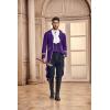 Runcati Mens Steampunk Victorian Jacket Gothic Tailcoat Costume Vintage Tuxedo Viking Renaissance Pirate Halloween Coats(Purple-x)