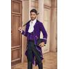 Runcati Mens Steampunk Victorian Jacket Gothic Tailcoat Costume Vintage Tuxedo Viking Renaissance Pirate Halloween Coats(Purple-x)