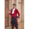Runcati Mens Steampunk Victorian Jacket Gothic Tailcoat Costume Vintage Tuxedo Viking Renaissance Pirate Halloween Coats(Red-x)