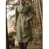 Runcati Mens Trench Coat Double Breasted Belted Windbreaker Jackets Lapel Lightweight Long Jacket Casual Overcoat(Army Green)