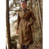 Runcati Mens Trench Coat Double Breasted Belted Windbreaker Jackets Lapel Lightweight Long Jacket Casual Overcoat(Brown)